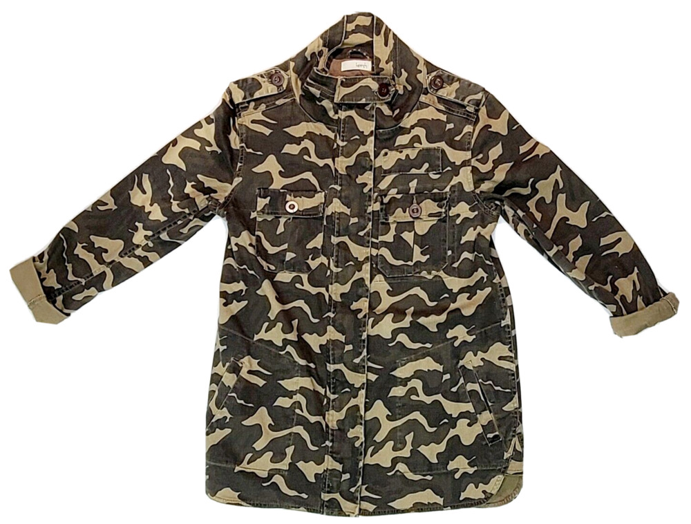 Kersh Utility Camo Camouflage Jacket Full Zip Buttons Pockets Women’s Size Small